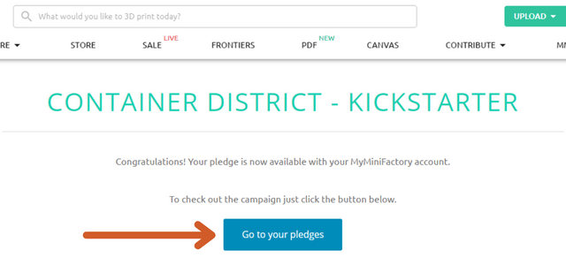 MyMiniFactory Pledge Redeemed Page
